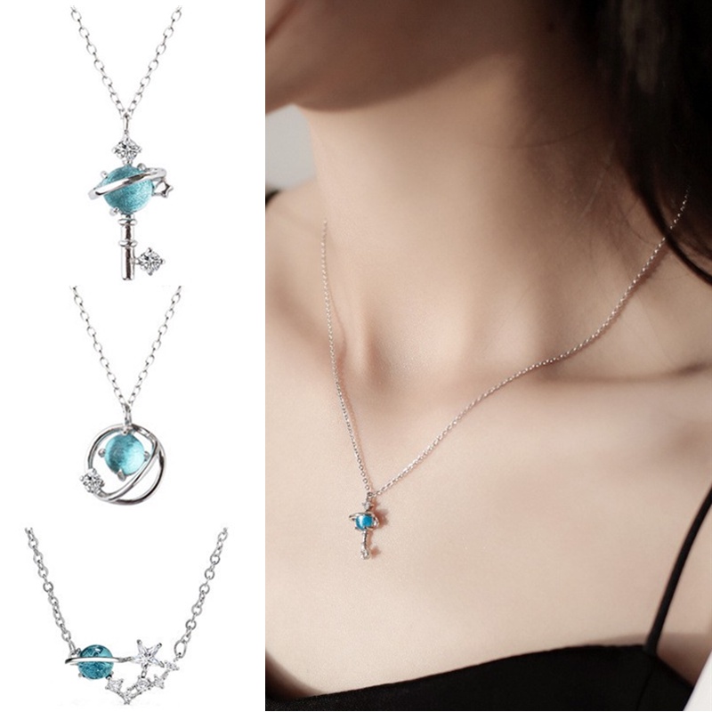 Dây chuyền mặt đá sapphire xanh dương sang trọng