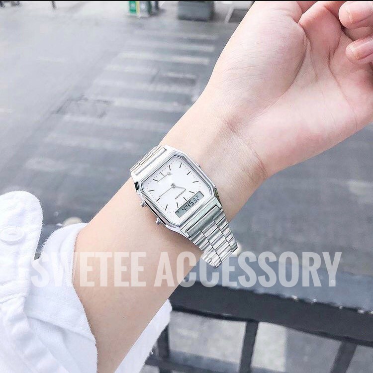 [Freeship] Đồng Hồ Unisex Sweetee AQ230 Kim Điện Tử Chống Nước Mặt Chữ Nhật Phong Cách Retro Sang Trọng Thanh Lịch | BigBuy360 - bigbuy360.vn