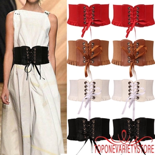 Đai nịt bụng dây buộc trước màu trơn co giãn cho nữ