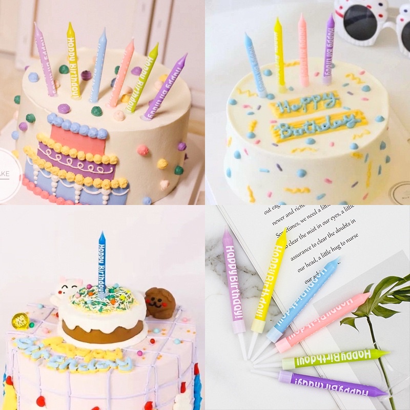 Nến In Chữ Happy Birthday Bộ 6c Màu Pastel Xinh Xắn - Yori Party