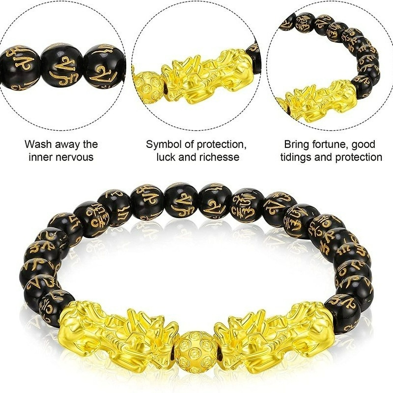 Chuỗi Hạt Đá Obsidian Tự Làm Làm Vòng Tay/Dây Chuyền May Mắn