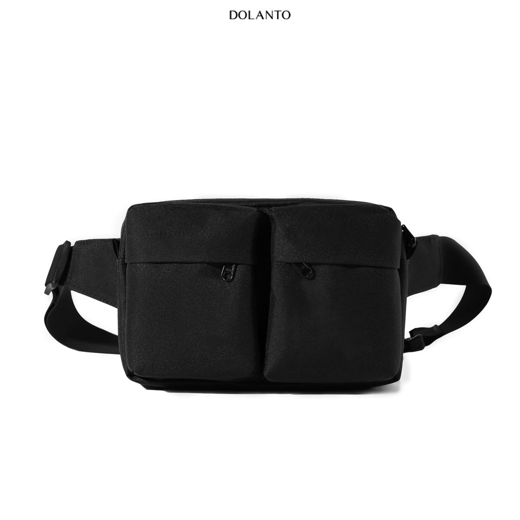 Túi Đeo Chéo Đen MEDIUM Bag Nhỏ Du Lịch Thời Trang Vải Canvas Cao Cấp Chống Thấm Nước Tiện Rẻ Bao Tử Bụng Nam Nữ DOLANTO