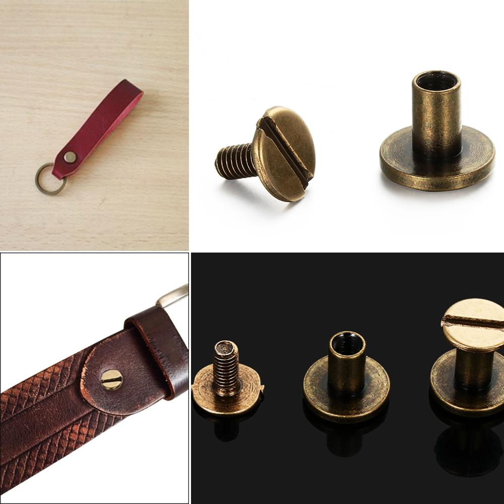 Set 10 Ốc Vít Đầu Tròn Bằng Đồng Thau 5 / 6.5 / 8mm Chuyên Dụng Cho Sách