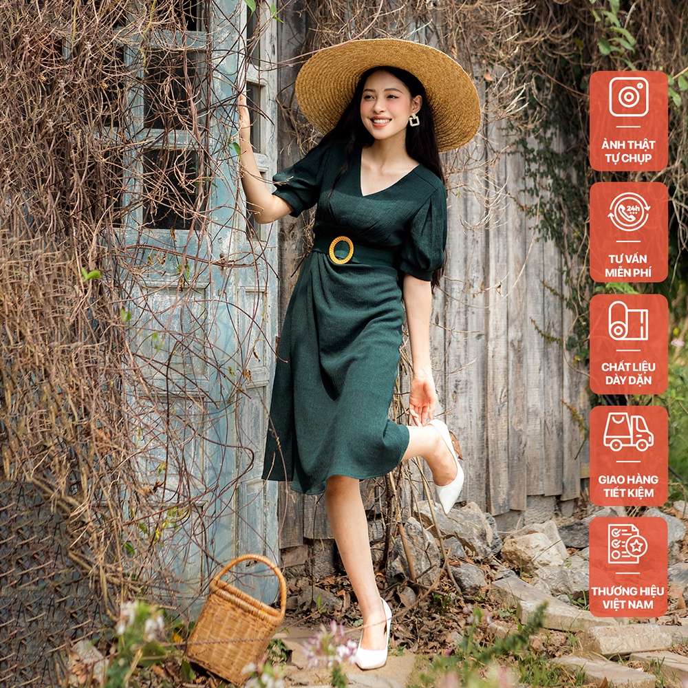 Váy cổ tim li ngực rêu MHTL