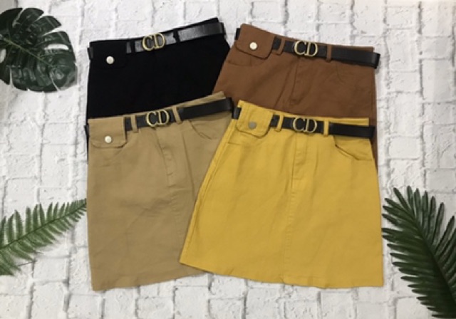 CHÂN VÁY KAKI KÈM ĐAI TÚI NHỎ CHẤT CO GIÃN MS13666