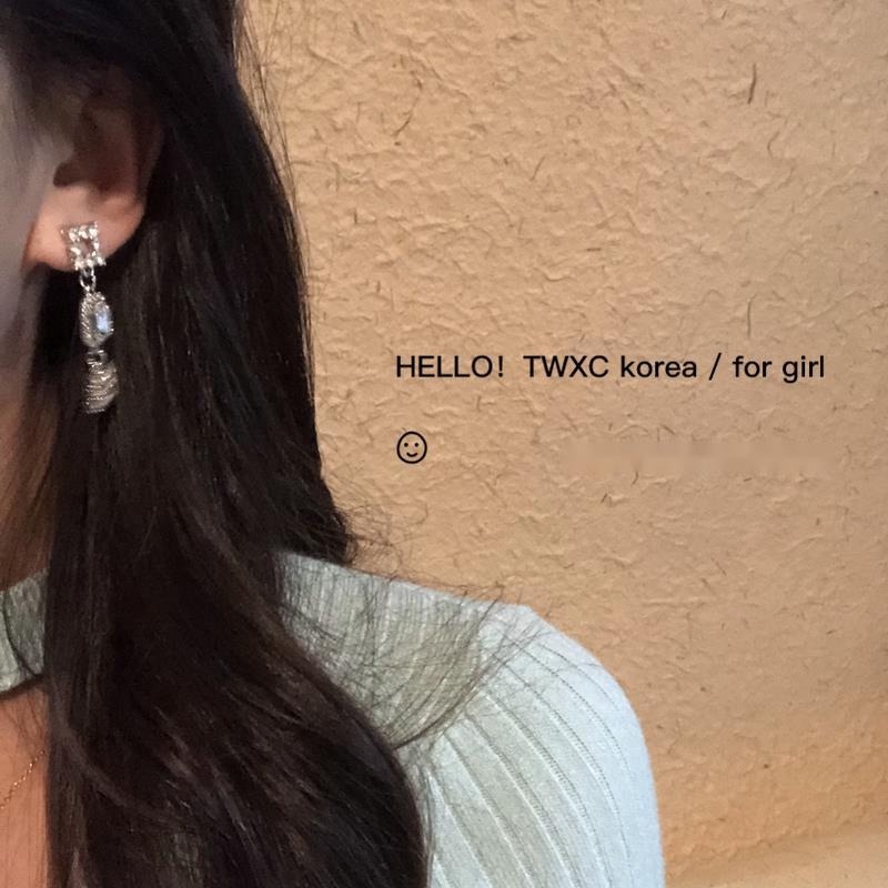 Hoa Tai Dáng Dài Hình Vuông Đính Đá Lấp Lánh Siêu Lấp Lánh