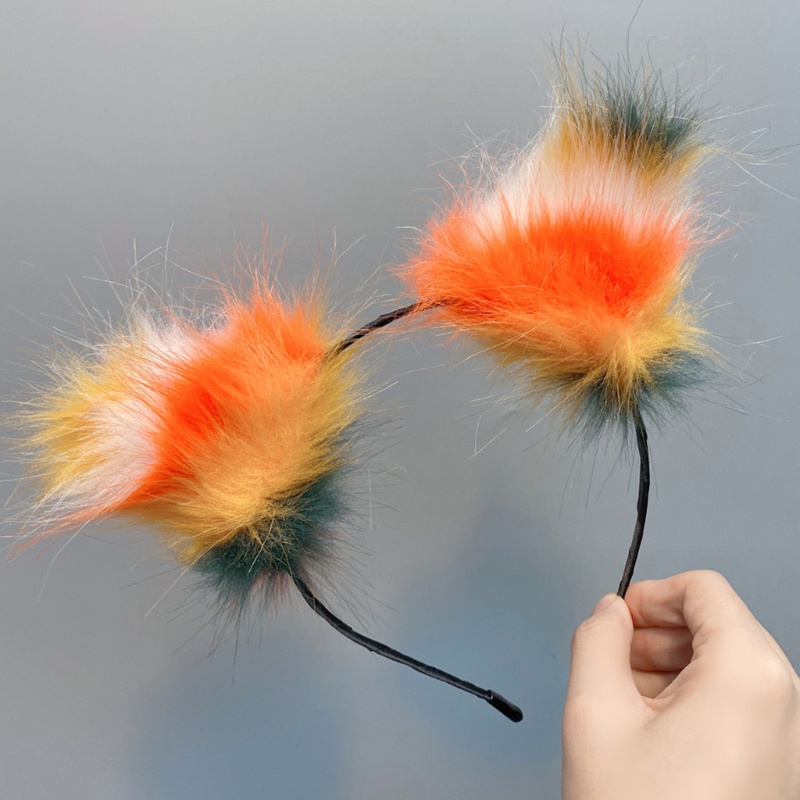 Băng Đô Tai Mèo Phối Lông Hóa Trang Lolita Dễ Thương