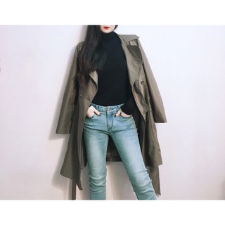 Trench coat 4 nút cổ kép cột dây