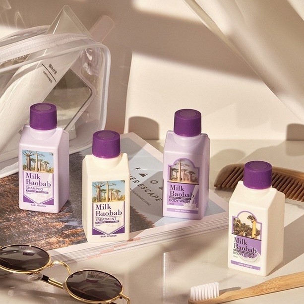 Set 4 sản phẩm đi du lịch chăm sóc cơ thể Milk Baobab 70ml