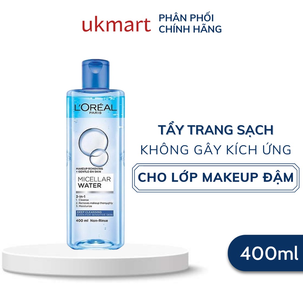 Nước Tẩy Trang L'Oreal Paris Cho Mọi Loại Da 3-in-1 Loreal Micellar Water Da Dầu Da Nhạy Cảm Da Khô