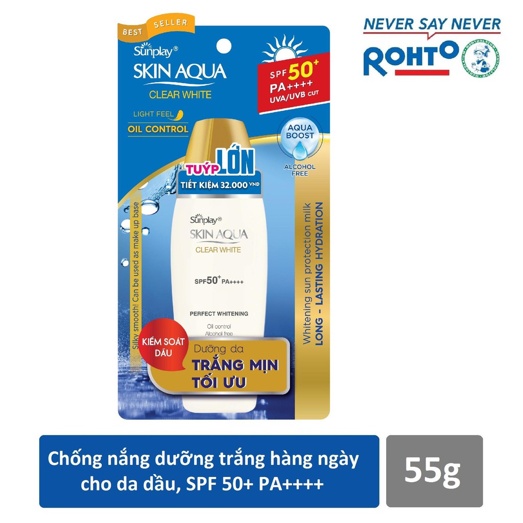 Sữa Chống Nắng Hằng Ngày Dưỡng Trắng Sunplay Skin Aqua Clear White SPF 50+, PA++++