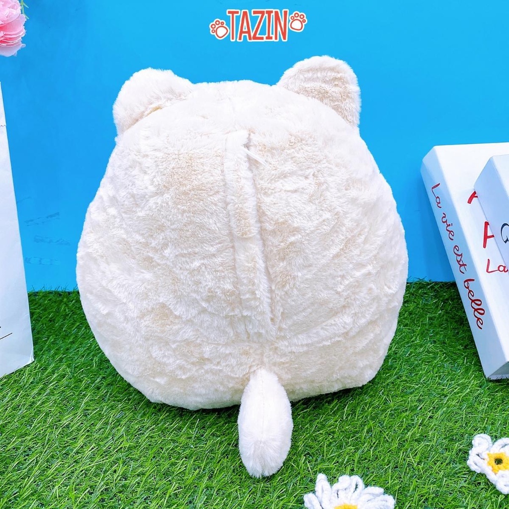 Gấu Bông Mèo Ôm Quả Bơ Cute, Chất Vải Nhung Và Bông Gòn Cao Cấp Tazin