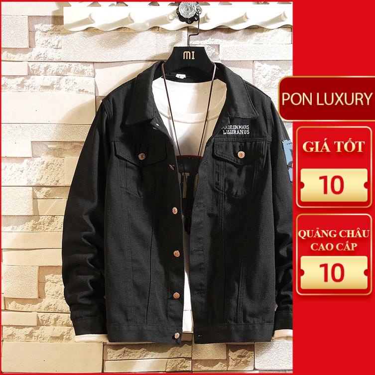 Áo bò nam dài tay màu đen in thêu chữ nổi VNXK Pon.mens hà nội hcm