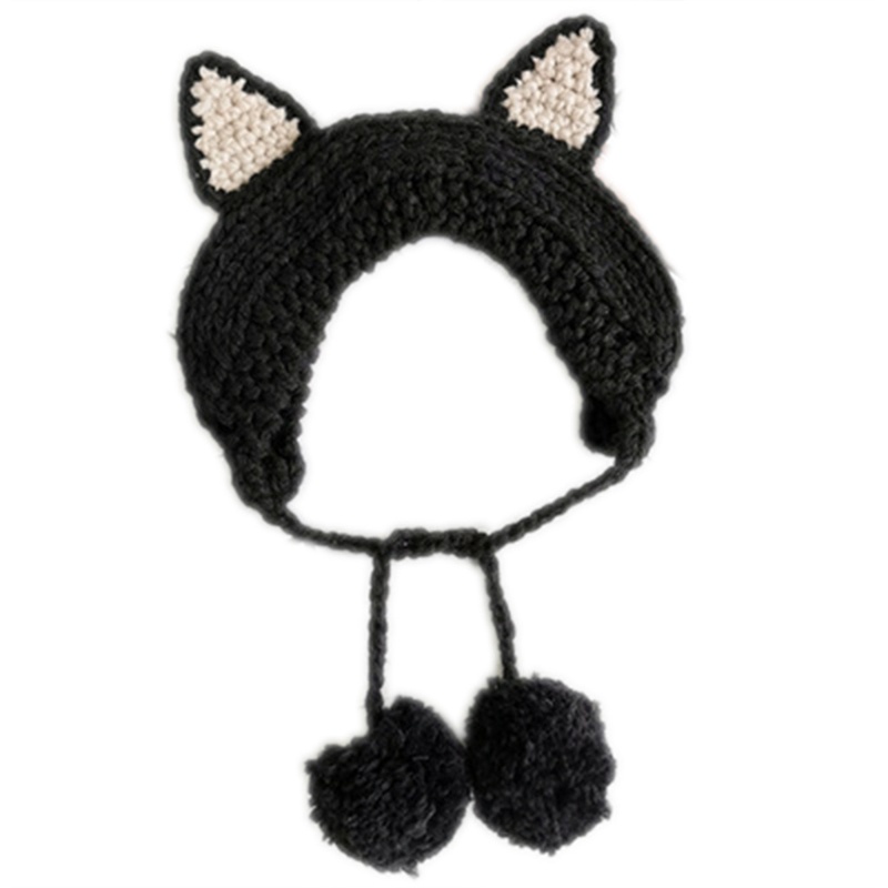 Mũ Beanie Đan Móc Hình Mèo / Cáo / Đầu Lâu Dễ Thương Thời Trang Mùa Đông Cho Nữ