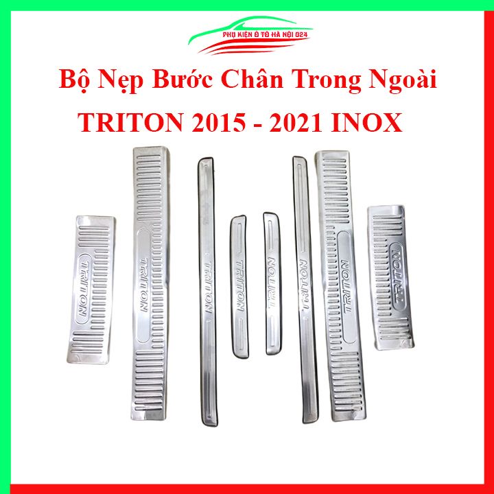 Ốp bậc cửa, nẹp bước chân INOX cho xe Triton 2015-2021