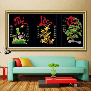 Tranh đính đá phúc lộc thọ 149*69cm tranh đính đá lv099