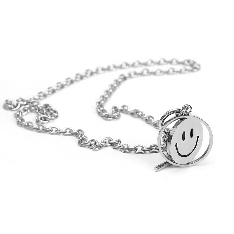We Flower Vòng cổ Thép Không Gỉ Mặt Cười Emoji Vui Nhộn Thời Trang Unisex