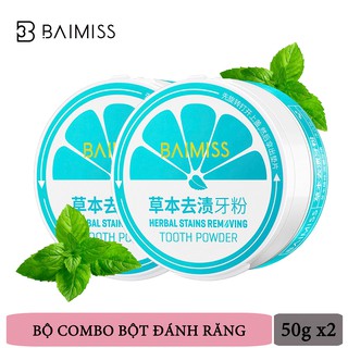 [Combo 2 Hộp] Baimiss Bột đánh Răng Thảo Dược Bạc Hà Trắng Răng Vệ Sinh Thơm Miệng CBBMYR34