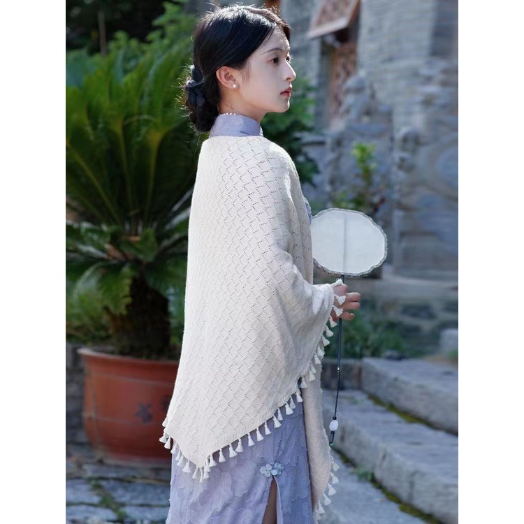 [M &amp; E] Hàng Có Sẵn Khăn Choàng Sườn Xám Cao Cấp Ấm Áp Thoải Mái Phong Cách Cộng Hòa Retro Mùa Thu Đông Mới 2022