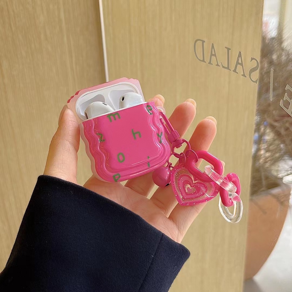 Vỏ Bảo Vệ Hộp Sạc Tai Nghe Bluetooth airpods 1 2 3 pro Bằng tpu Mềm Họa Tiết Chữ &amp; Hoa Hồng &amp; Lượn Sóng Dễ Thương Mới