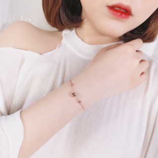 Bộ vòng tay + vòng cổ bạc S925 xi vàng hồng - trụ lục lăng