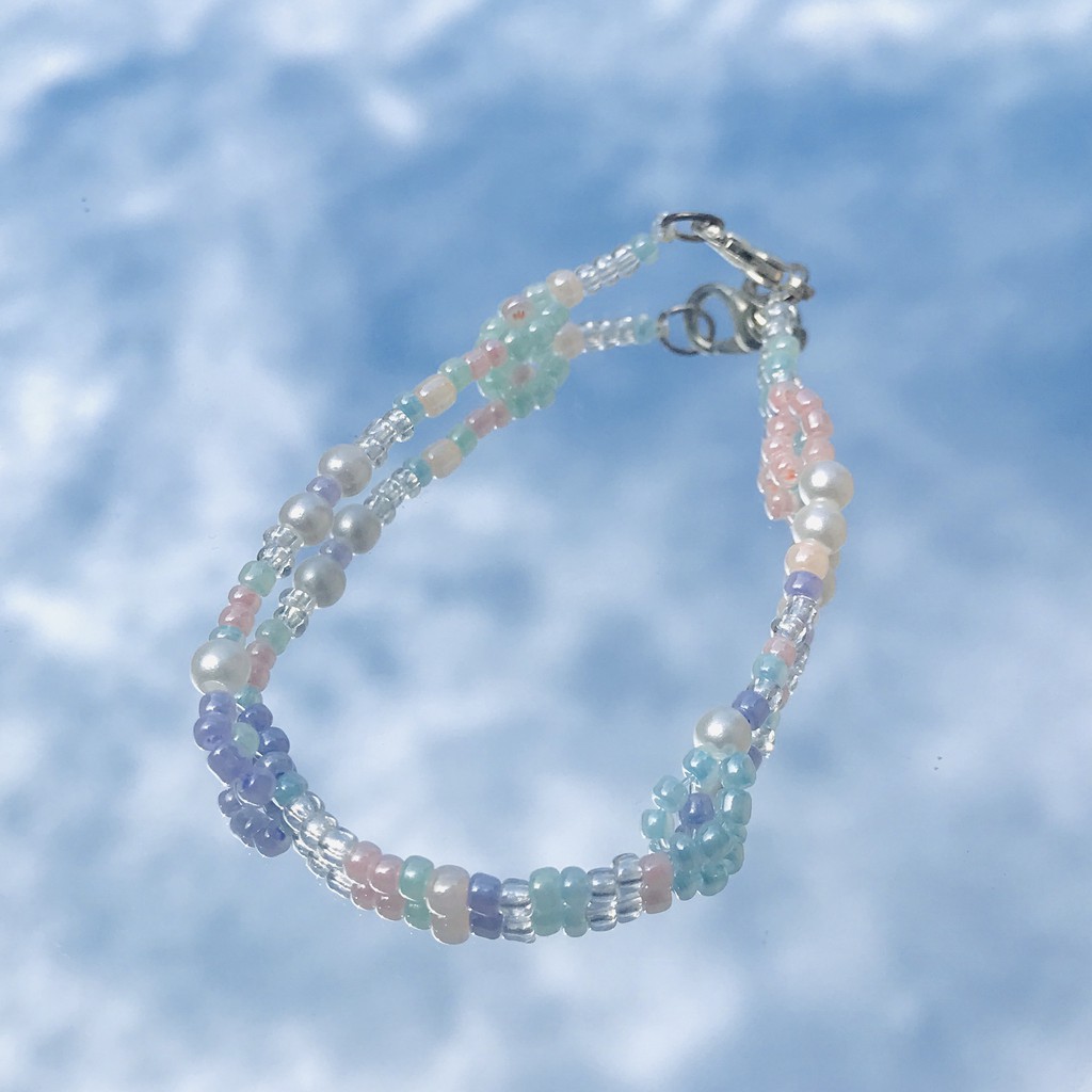 Handmade - Vòng tay hạt cườm hoa daisy nhiều màu