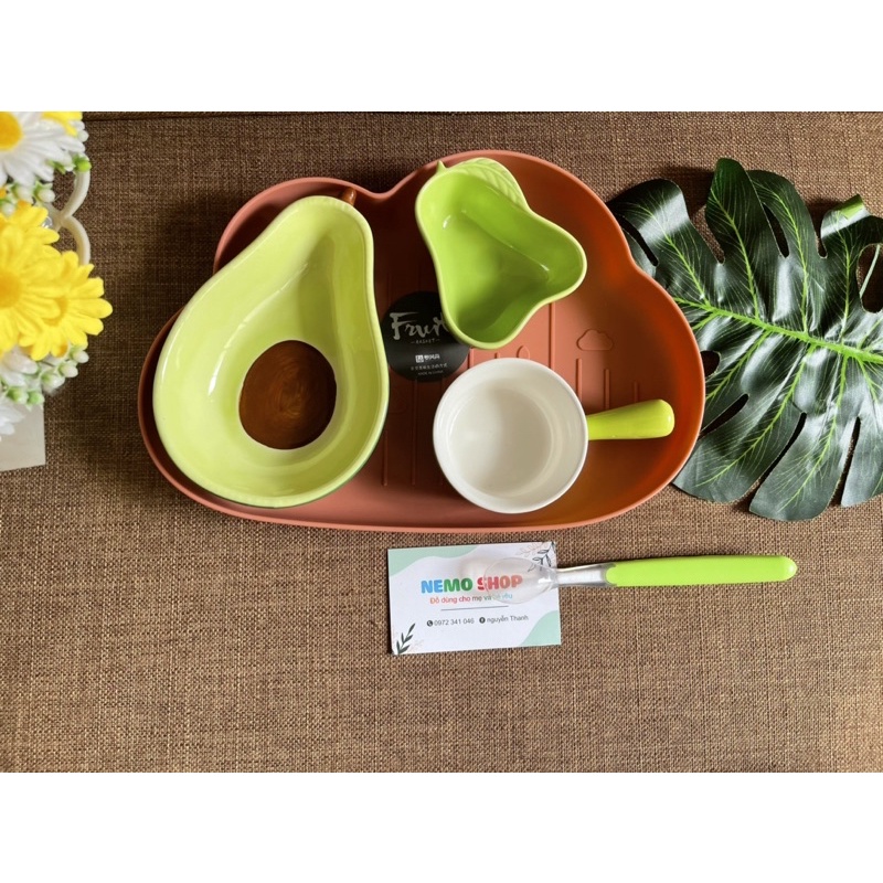 TEAM XANH LÁ - Chén/ Bát sứ ăn dặm cho bé màu xanh lá cây