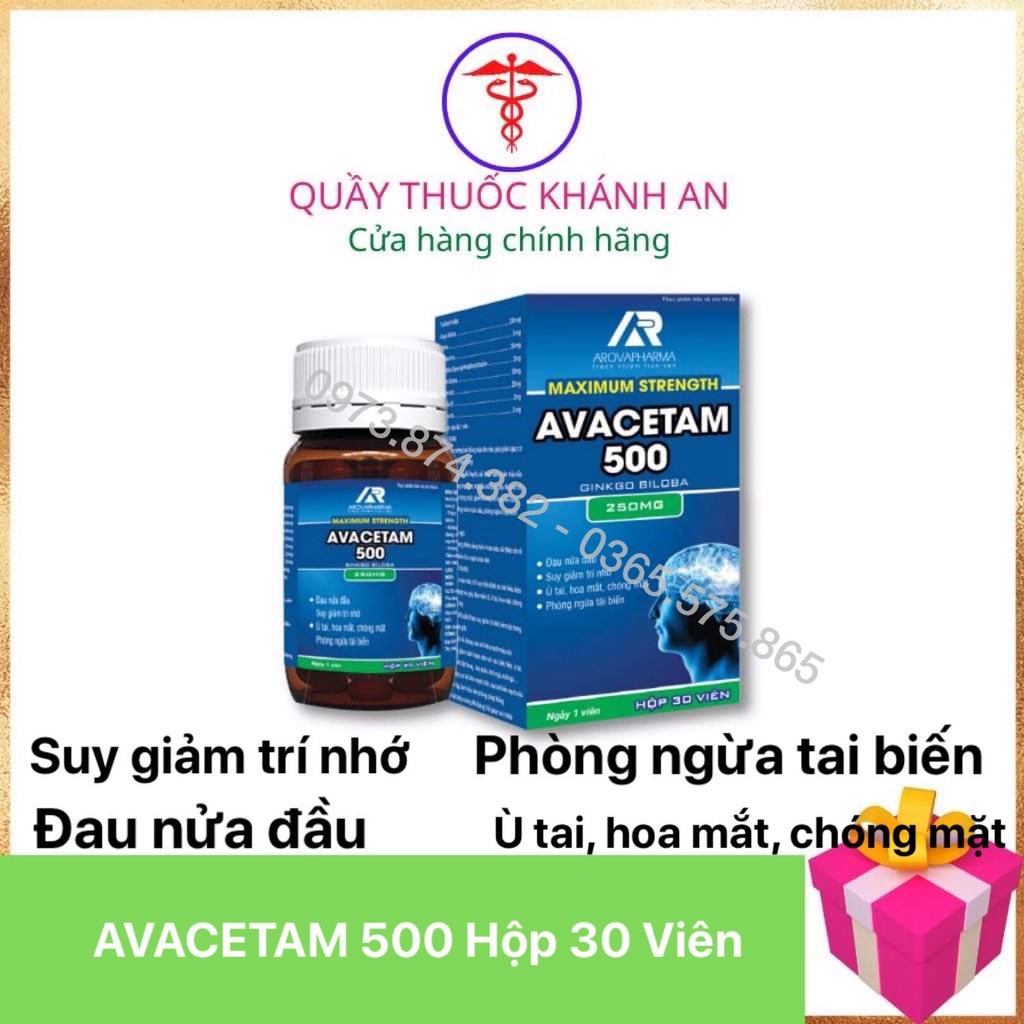✅(CHÍNH HÃNG) Viên Bổ Não Avacetam, tăng cường tuần hoàn não, hoạt huyết dưỡng não, hỗ trợ rối loạn tiền đình