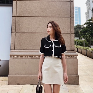 Sơ mi viền dạ tweed