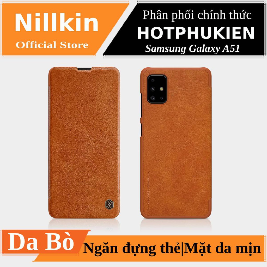 Bao da siêu mềm mịn cho Samsung Galaxy A51 hiệu Nillkin Qin (có ngăn đựng thẻ) - Hàng chính hãng