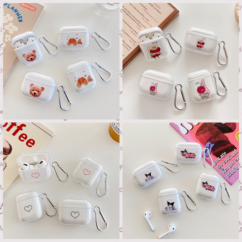 Vỏ Bảo Vệ Hộp Sạc Tai Nghe Không Dây Airpods 1 / 2 / Pro Bằng Tpu Mềm Hình Spongebob / Ngôi Sao / Trái Tim / Chú Gấu Bông / Thỏ Dễ Thương