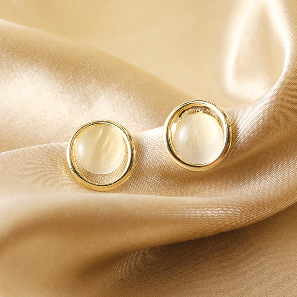 Đôi Khuyên Tai Đính Đá Mắt Mèo Thời Trang Thanh Lịch Cho Nữ