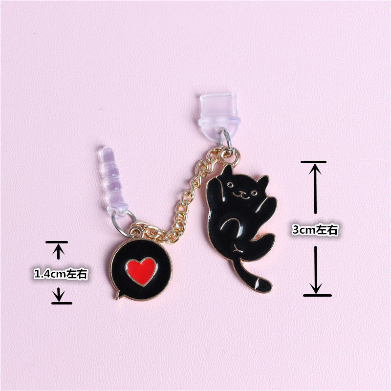 Phụ Kiện Trang Trí Phích Cắm Sạc Chống Bụi Hình Mèo Trắng Đen Dễ Thương Cho Điện Thoại