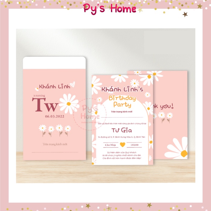 🌼🌼 Thiệp Sinh nhật Thiết kế dành cho Bé Gái - Chủ đề DAISY siêu cưng