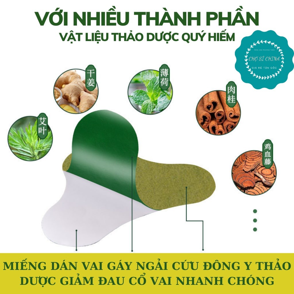 Miếng Dán Vai Gáy Ngải Cứu Đông Y Thảo Dược Hộp 12 Miếng