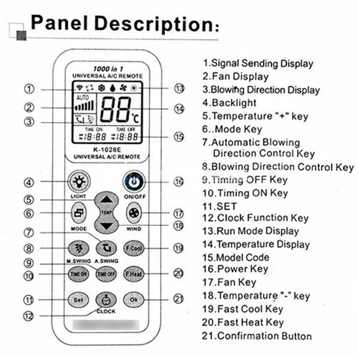 Remote máy lạnh đa năng điều khiển tivi điều hoà - EL0144