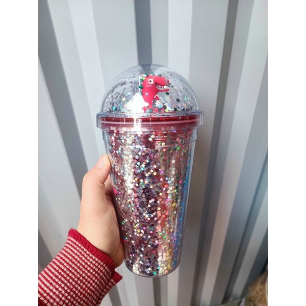 LY KHỦNG LONG KIM TUYẾN, GIỮ NHIỆT 2 LỚP Tăng  kèm sticker