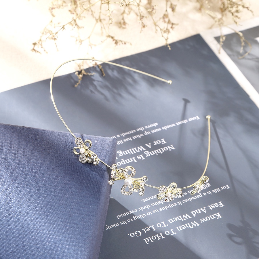 Băng Đô Cài Tóc Bằng Hợp Kim Đính Đá Và Ngọc Trai Dễ Thương Cho Nữ