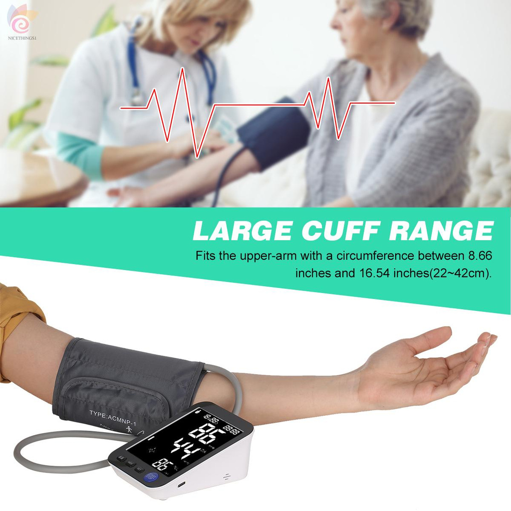 ET U81RH Automatic Upper-arm Blood Pressure Monitor Digital Blood Pressure Meter with Large Cuff Fits 8.7-inch to 16.5-inch Upper-arm Support 2×90 Sets of Data Record Irregular Heartbeat Pulse Machine BP Meter for Medical Household Use