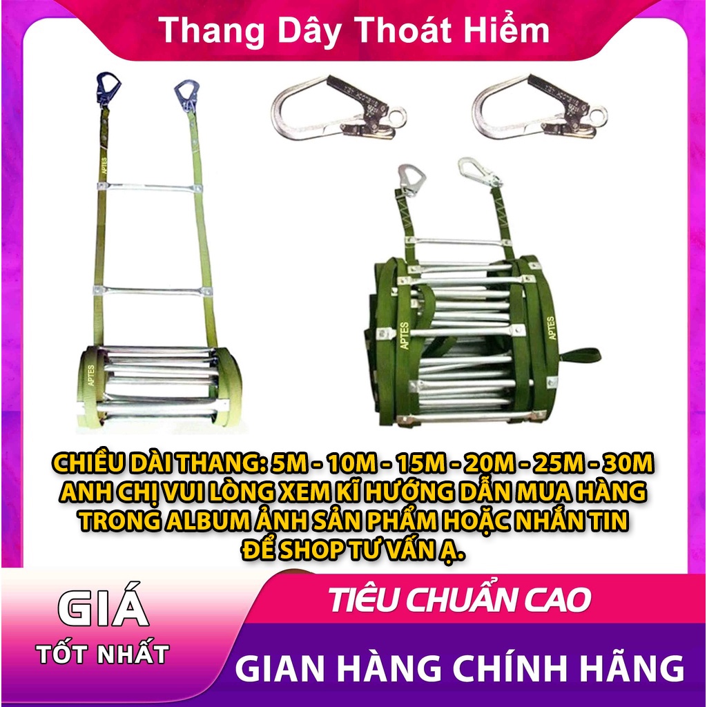 Thang dây thoát hiểm chống cháy, thang dây cứu sinh, thang dây pccc, thang thoát hiểm  (5m, 10m, 15m, 20m, 25m, 30m)