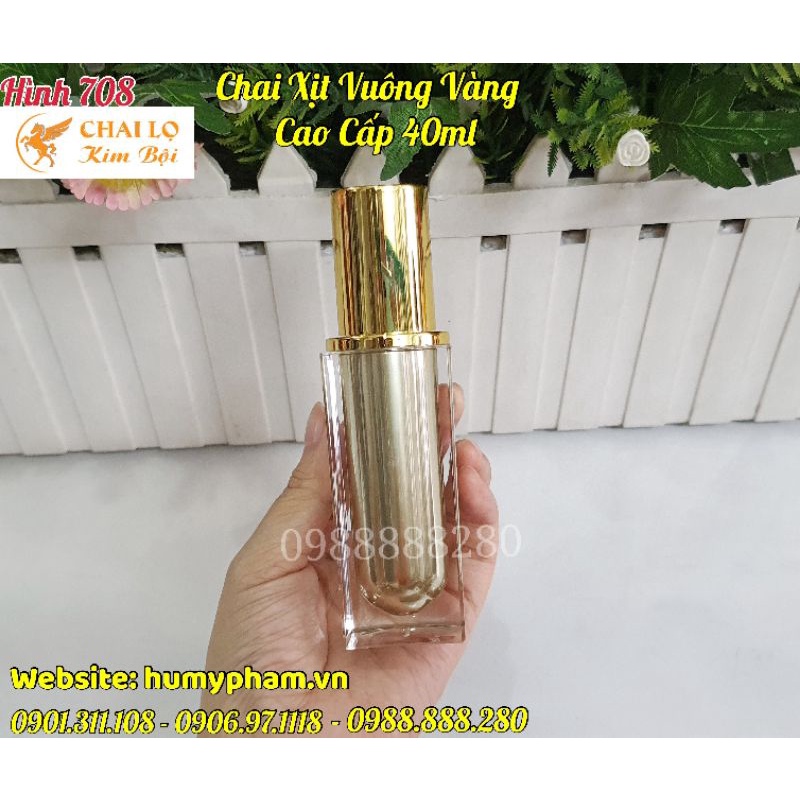 CHAI LỌ CHIẾT MỸ PHẨM - Chai Xịt Kem Vuông 40ml cao cấp