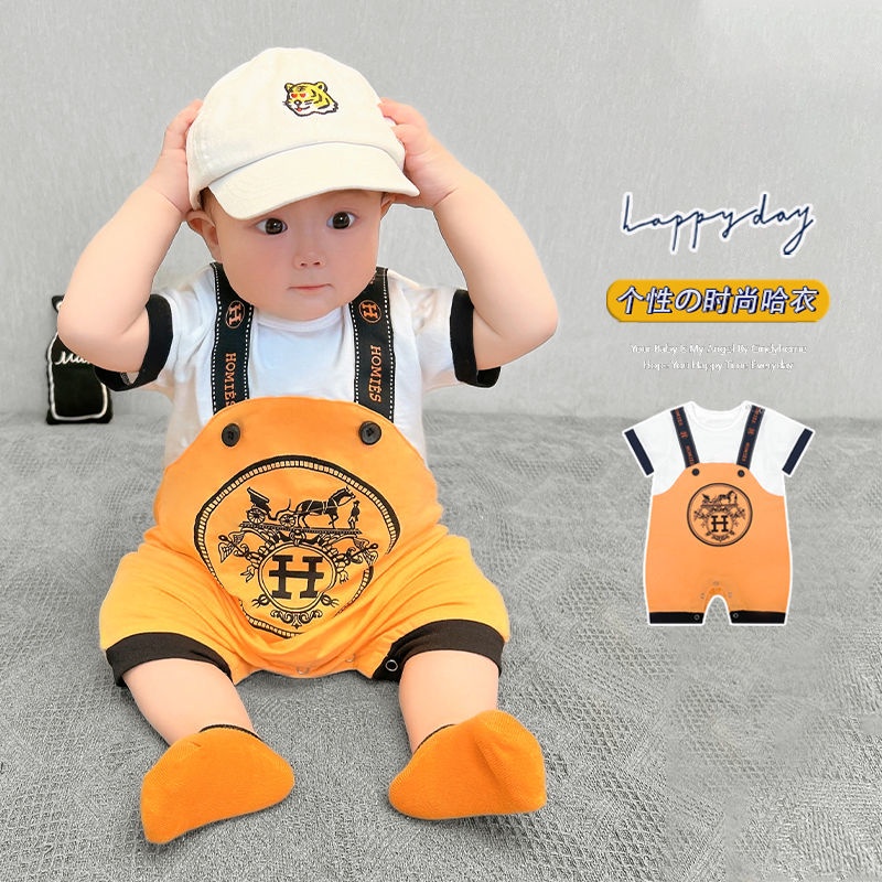 Áo Liền Quần Tay Ngắn Chất Liệu Cotton Thời Trang Mùa Hè Cho Bé 0-2 Tuổi