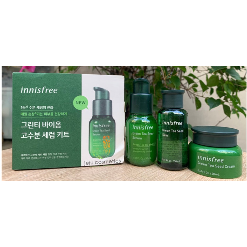 Bộ 3 Mẫu Thử Trà Xanh Innisfree Green Tea Seed Serum Kit Tri-biotics