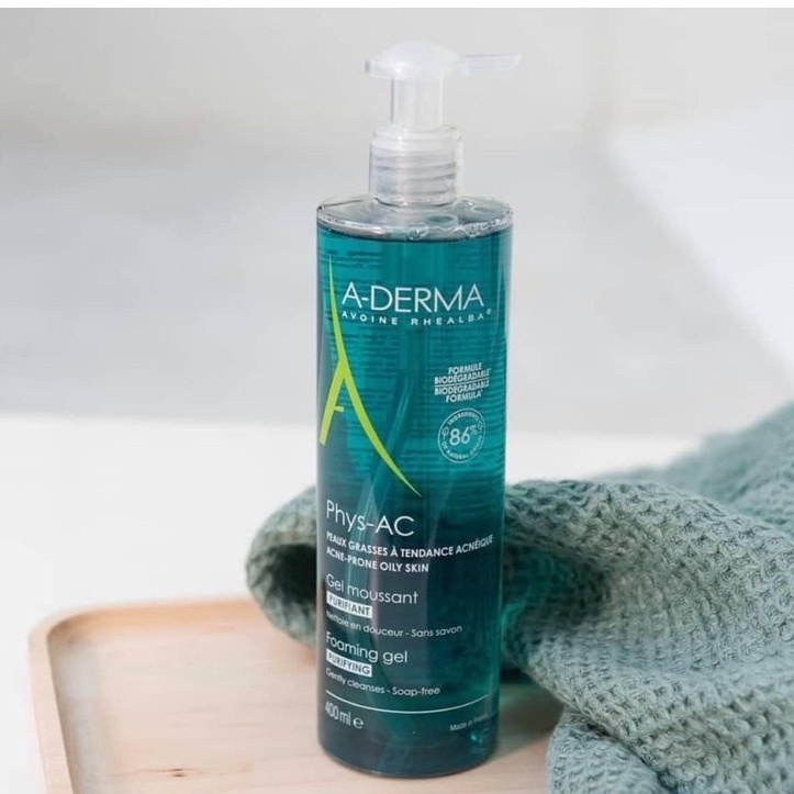 [ CHÍNH HÃNG] Sữa rửa mặt Aderma Phys-AC Gel dành cho da dầu, mụun, nhạy cảm 200,400ml