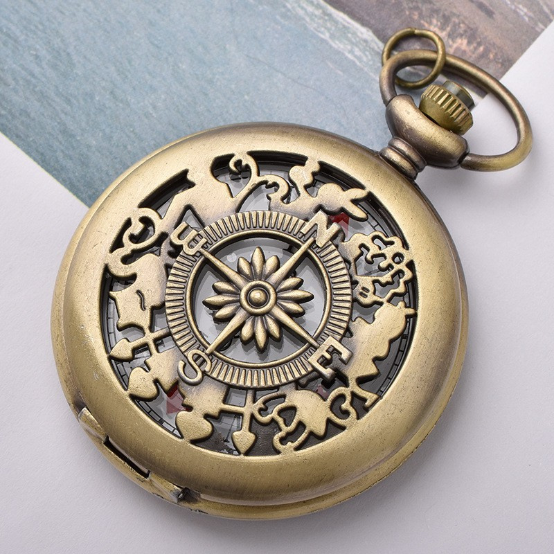 Antique Bronze Hollow Quartz Pocket Watch Men's Women's Watch Gift