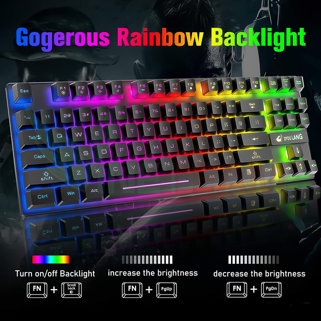 Combo Bàn Phím Chuột  không dây Cho Máy Tính Gaming Có Đèn Led Pin Sạc Vinetteam T87 Tặng Kèm Lót Chuột Game -4749