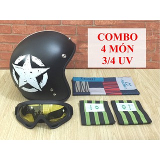 Combo Phượt Siêu Rẻ Cho 1 Chuyến Đi An Toàn [ FREESHIP TOÀN QUỐC ] - Mũ Bảo Hiểm, Găng Tay Phượt, Kính UV400