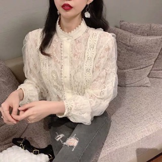 Áo sơmi phối ren bánh bèo