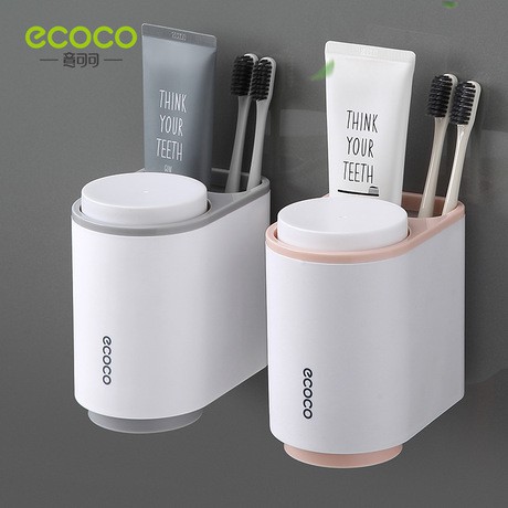 Kệ Để Bàn Chải Đánh Răng Ecoco (Mua 1 Tặng 1 Thùng Rác Gấp Gọn Tiện Lợi), Kệ Ecoco Lắp Đặt Dán Tường