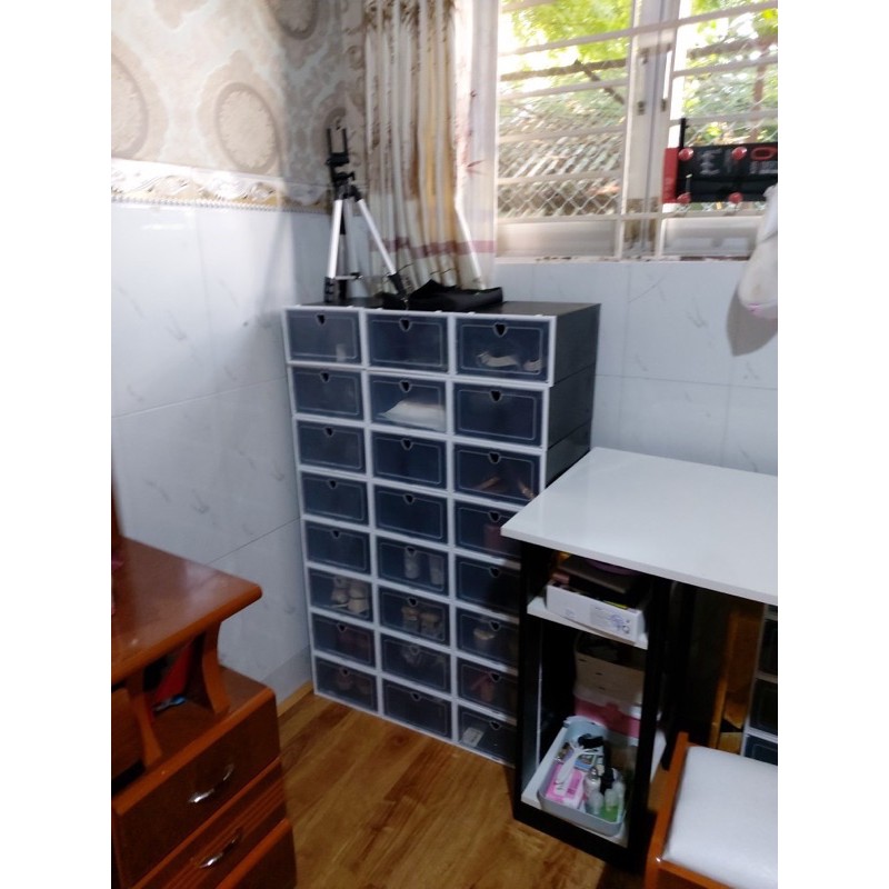 Hộp Đựng Giày Dép Nắp Nhựa Trong Suốt, Cứng Cáp